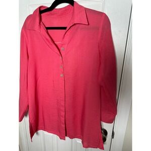 Fridaze Linen Redefined Pink Tunic Coastal Grandma Boho Artsy